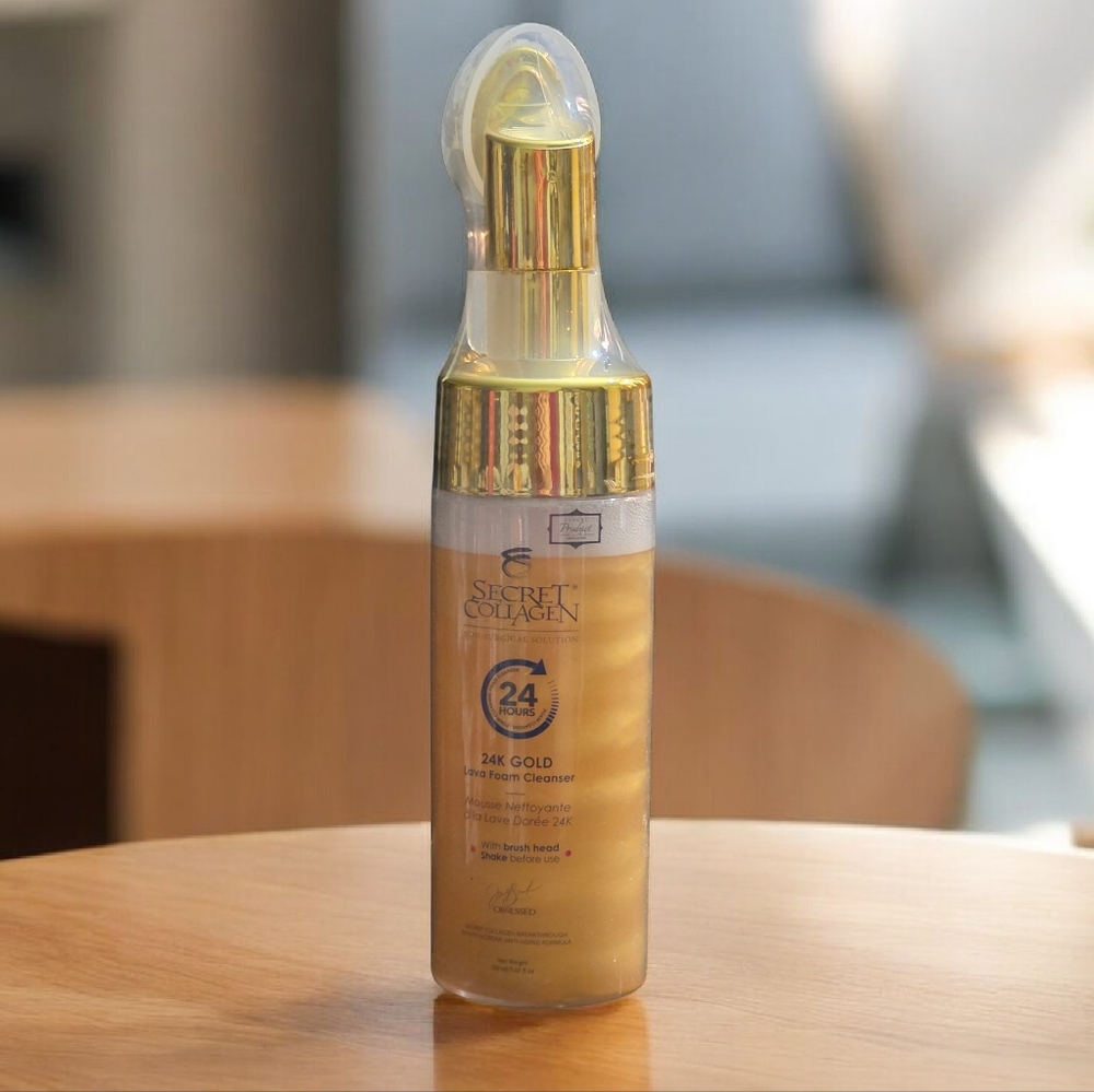 Secret Collagen 24K Gold Lava Foam Facial Cleanser with Brush Head